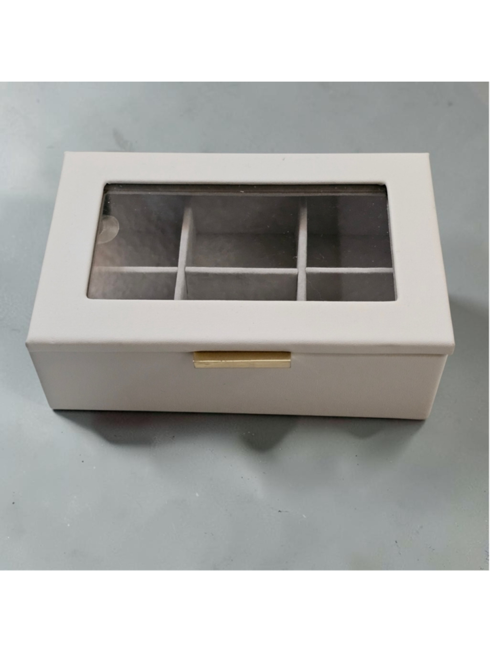 Cupcakes and Cashmere Jewelry Box White Glass Lid 6 Compartment Organizer